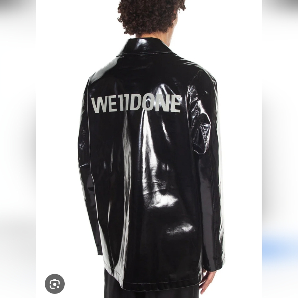WE11DONE NWT Logo Print Jacket Glow In The Dark Faux Leather